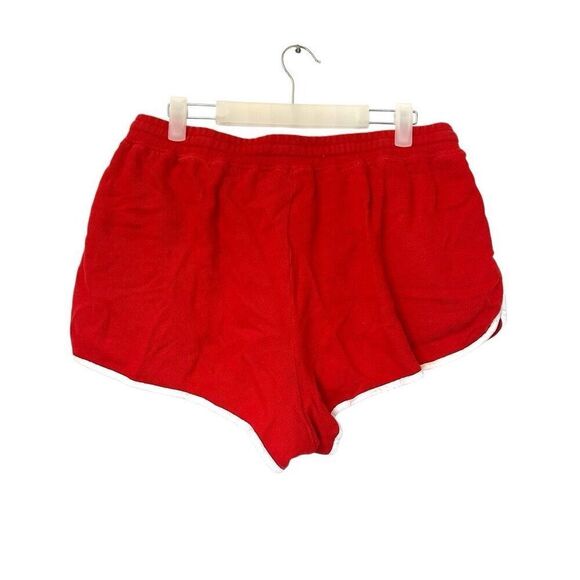 Splendid 100% Cotton Ringer Drawstring Elastic Waist Dolphin Shorts Red Large - Picture 3 of 5